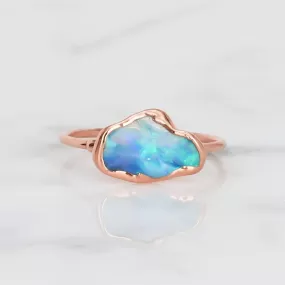 Raw Australian Opal Ring in Rose Gold