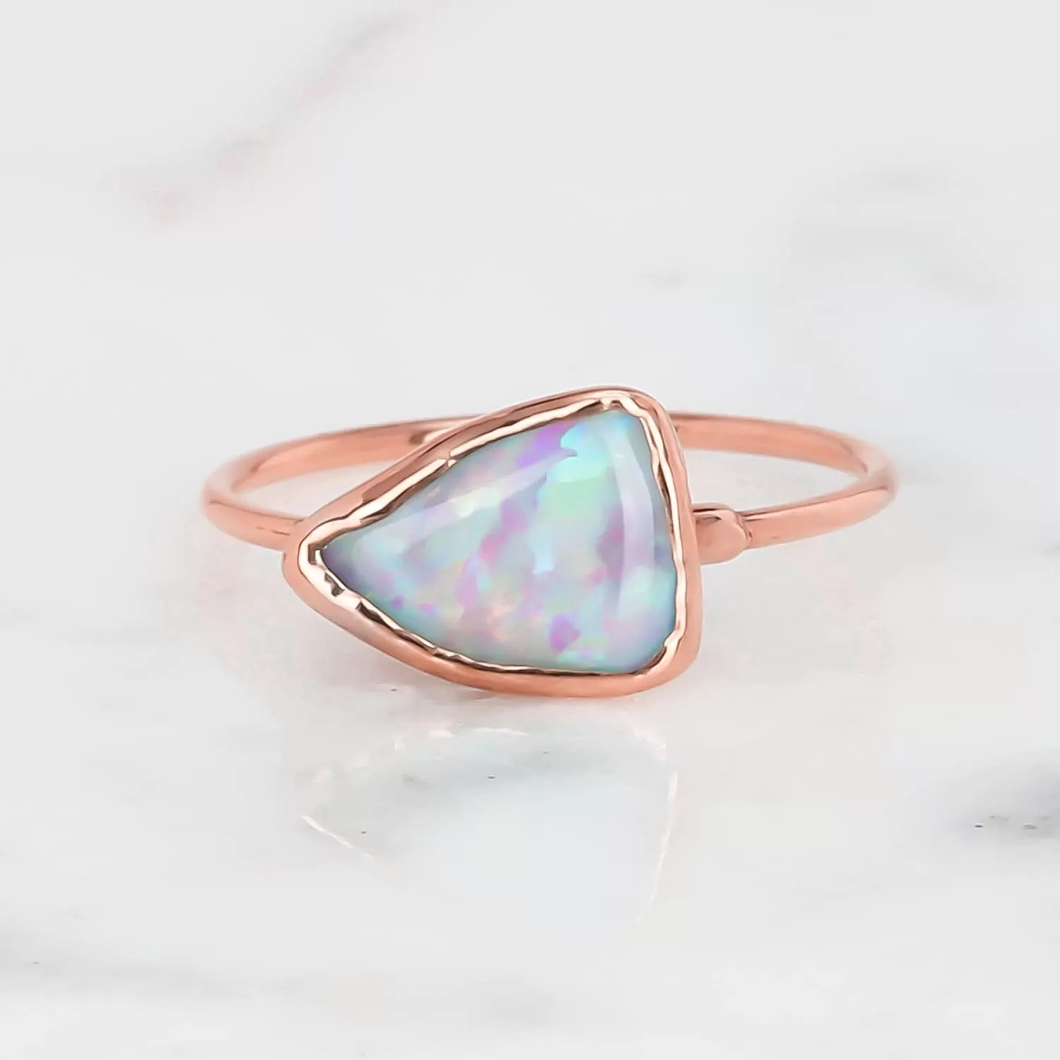 Raw Australian Opal Ring in Rose Gold