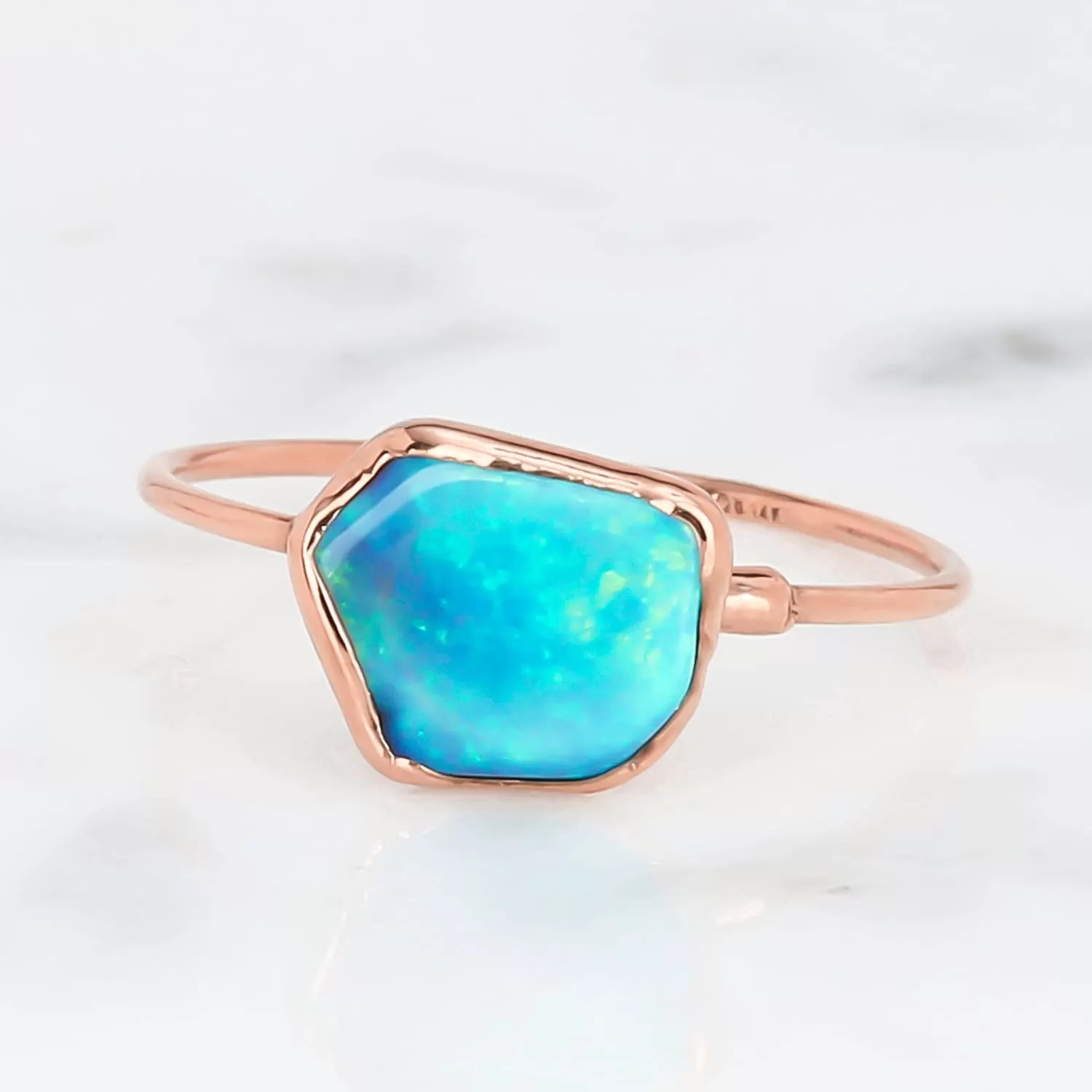 Raw Australian Opal Ring in Rose Gold