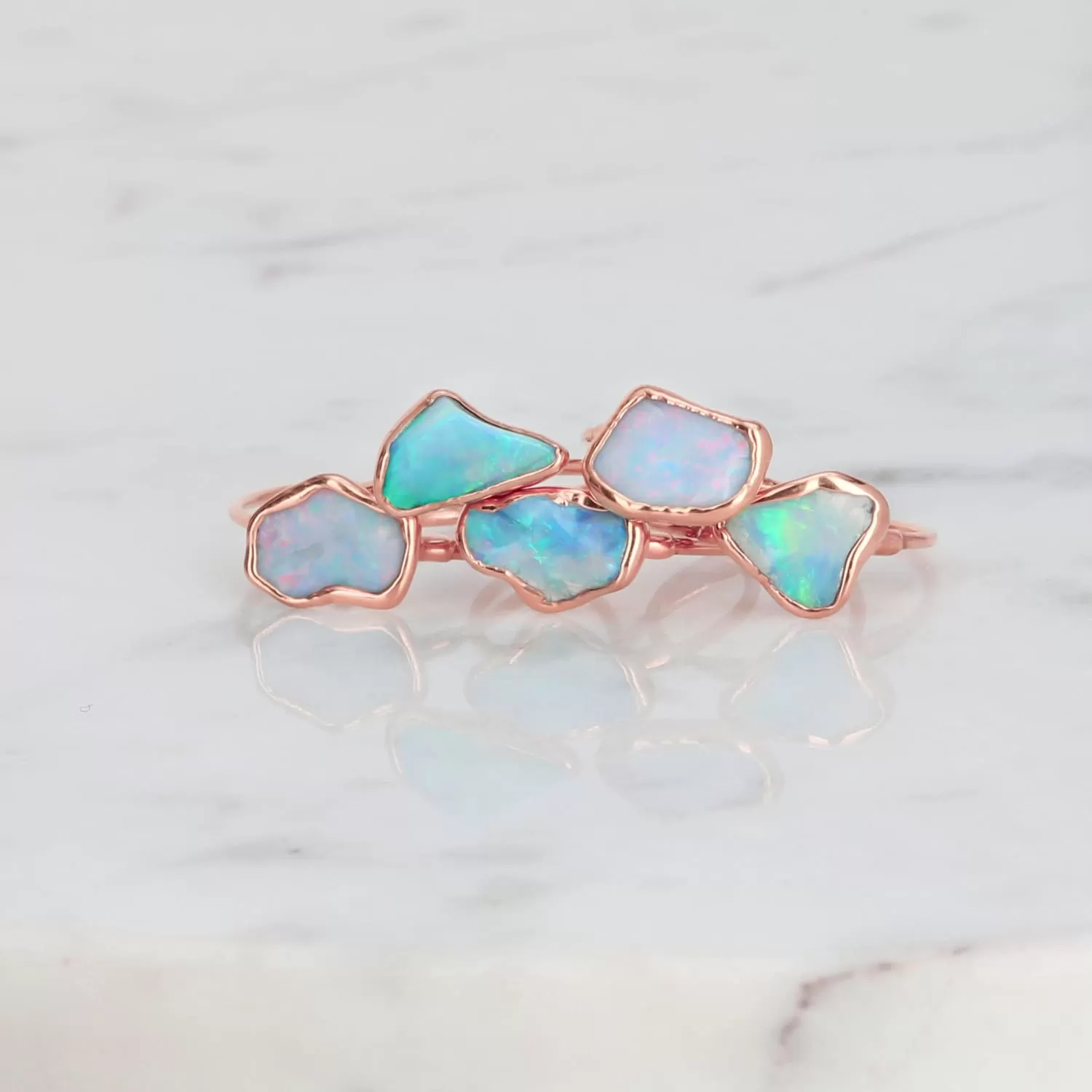 Raw Australian Opal Ring in Rose Gold