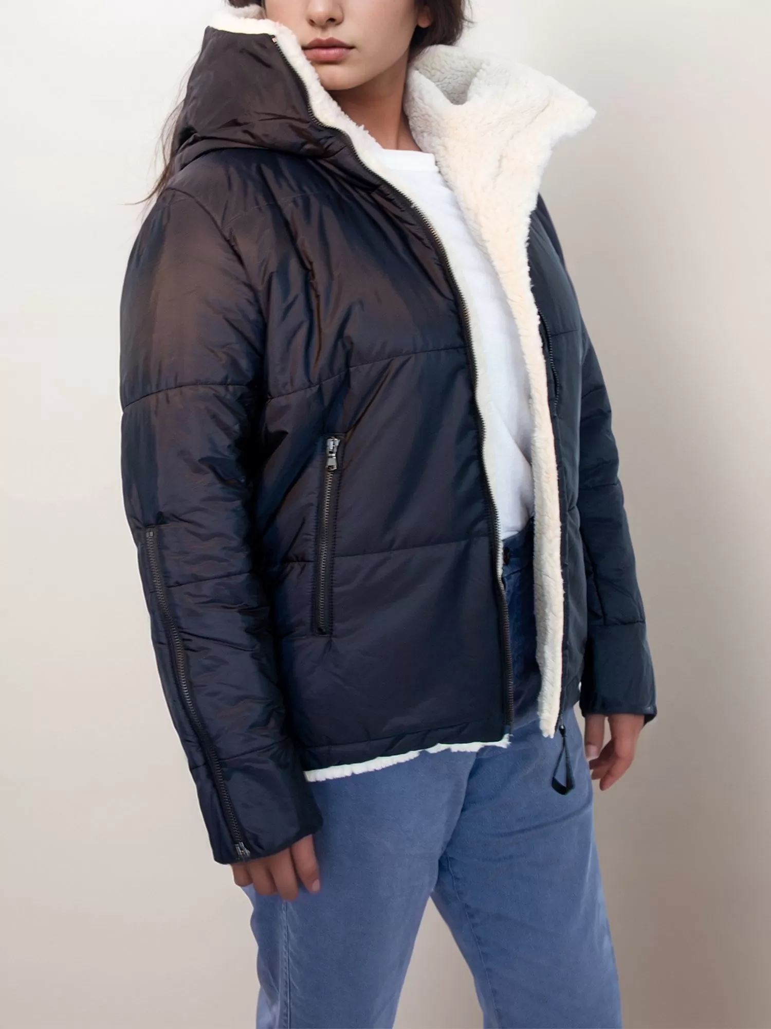 Recycled Vegan Shearling Puffer