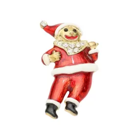 Rhinestone lacquered Santa Claus Pin Brooch