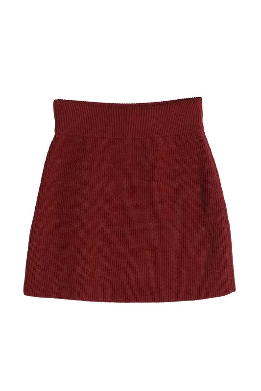 Ribbed Knit Sweater Crop Top and Skirt Set