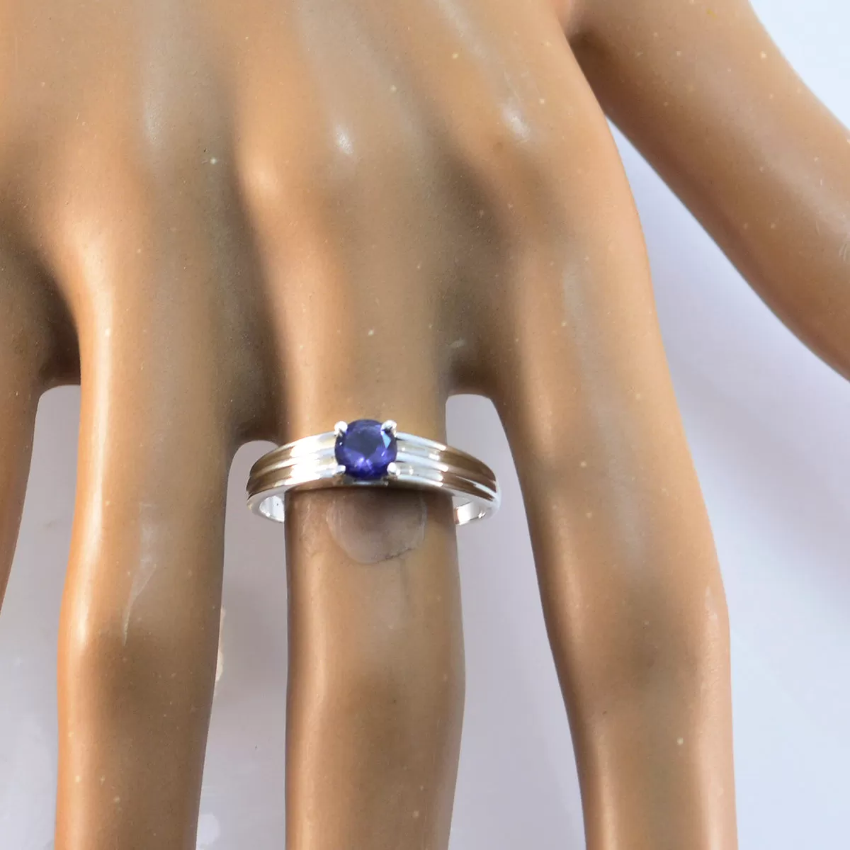 Riyo Appealing Gemstone Iolite Solid Silver Rings Magic Jewelry