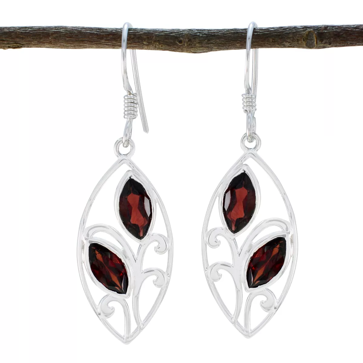 Riyo Arresting 925 Sterling Silver Earring For Female Garnet Earring Bezel Setting Red Earring Dangle Earring