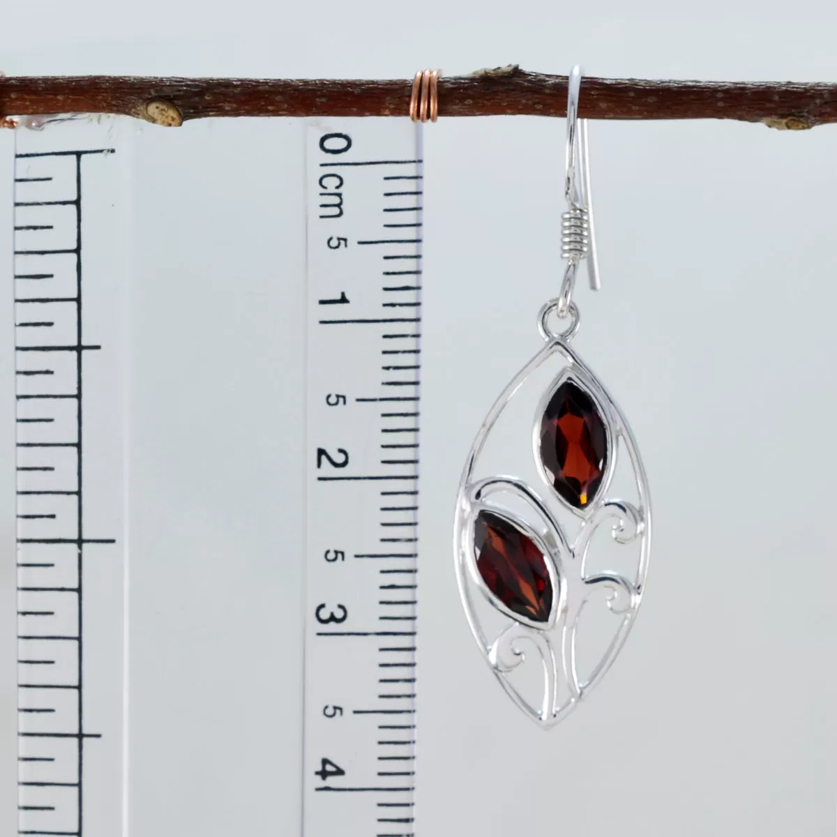 Riyo Arresting 925 Sterling Silver Earring For Female Garnet Earring Bezel Setting Red Earring Dangle Earring