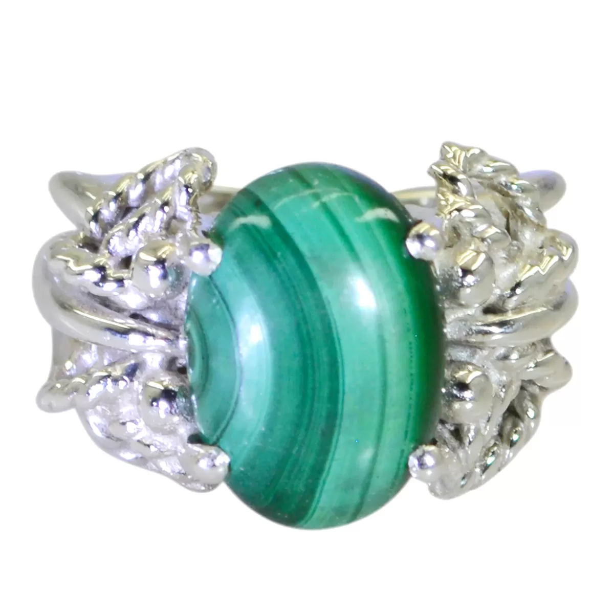 Riyo Delicate Gem Malachite Sterling Silver Rings Witch Jewelry