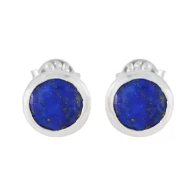 Riyo Foxy 925 Sterling Silver Earring For Female Lapis Lazuli Earring Bezel Setting Blue Earring Stud Earring