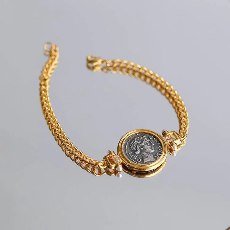 Roman Ancient Coin Bracelet Sterling Silver