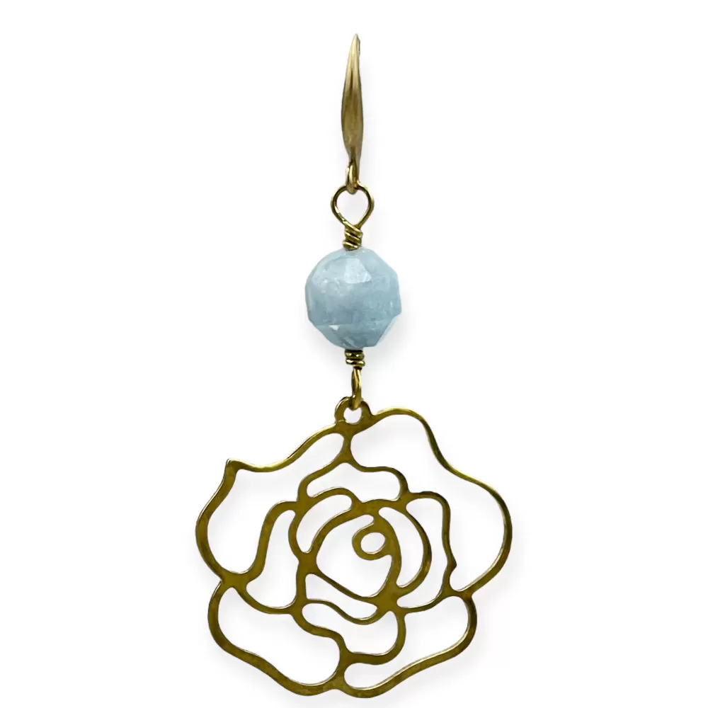 Rose and Aquamarine Earrings