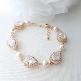 Rose Gold & Pearl Bracelet-Emma