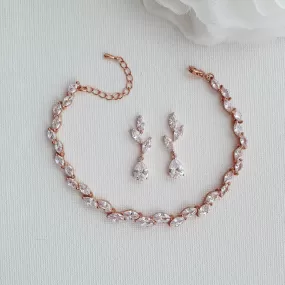 Rose Gold Bridal Party Jewelry Set-Taylor