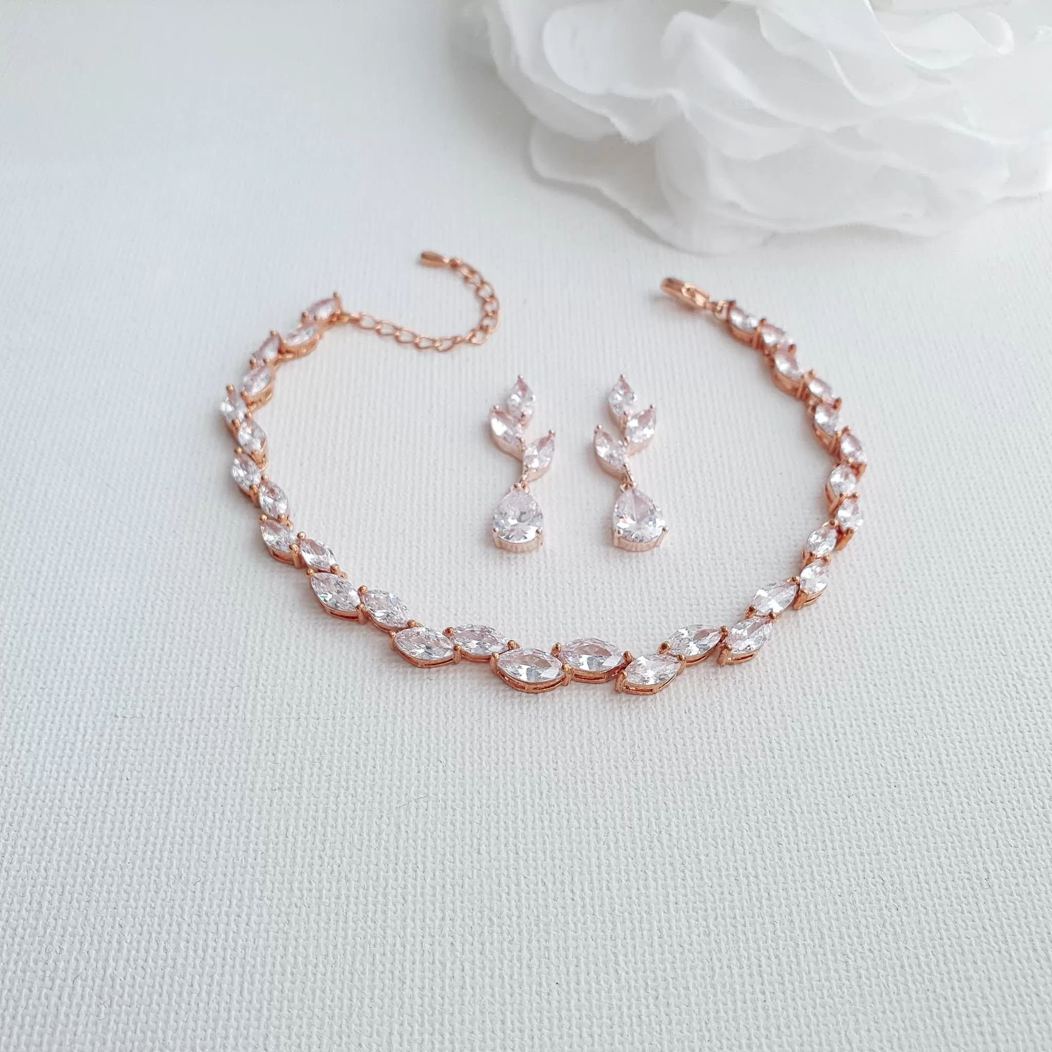 Rose Gold Bridal Party Jewelry Set-Taylor