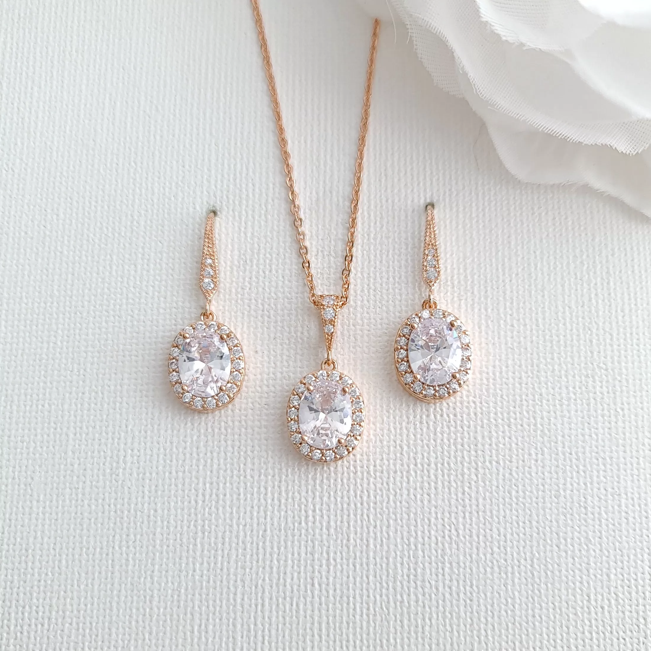 Rose Gold Bridesmaid Jewelry Set-Emily