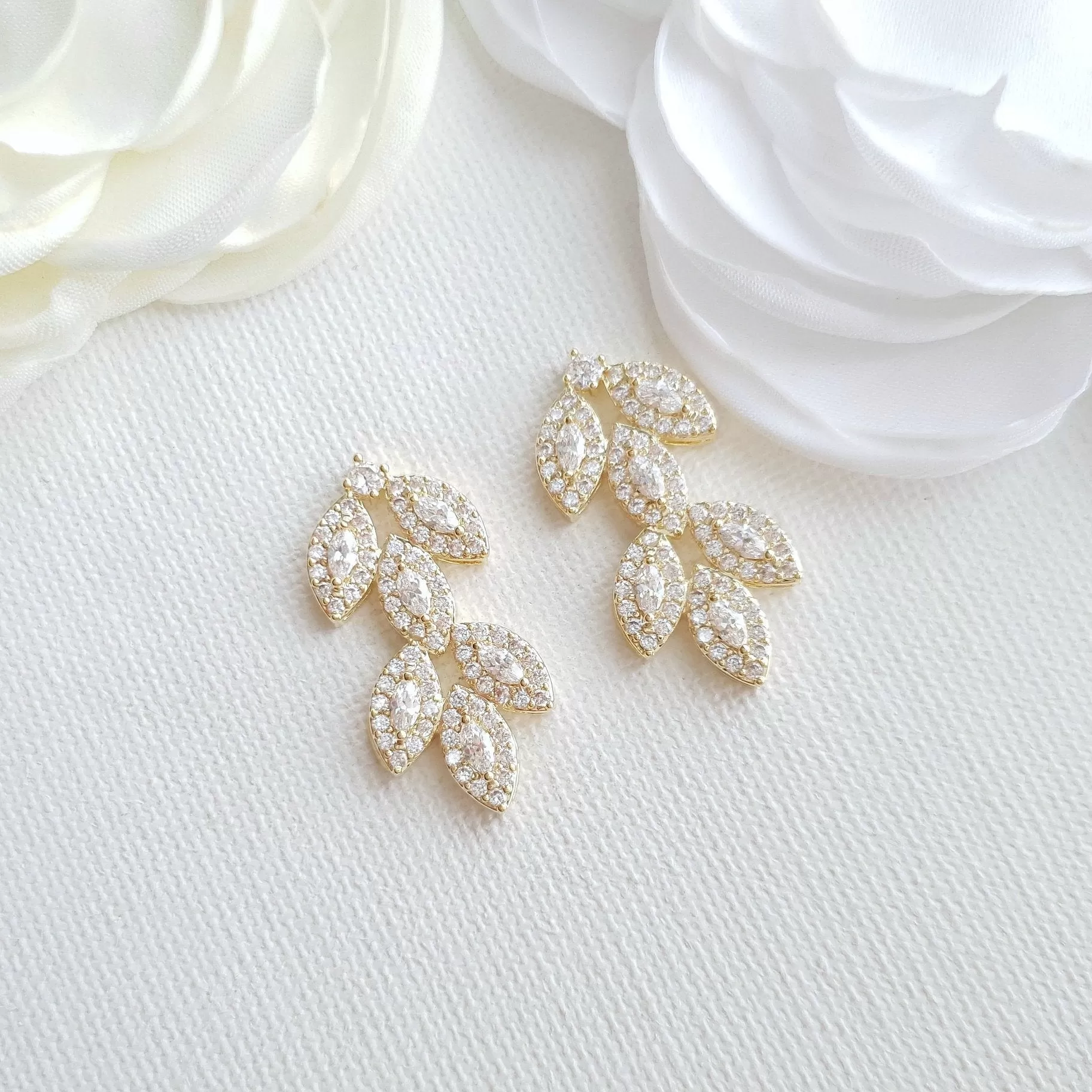 Rose Gold Leaf Earrings Studs- Abby