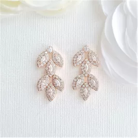 Rose Gold Leaf Earrings Studs- Abby