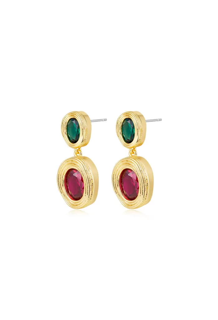 Royale Stone Drop Studs-Gold