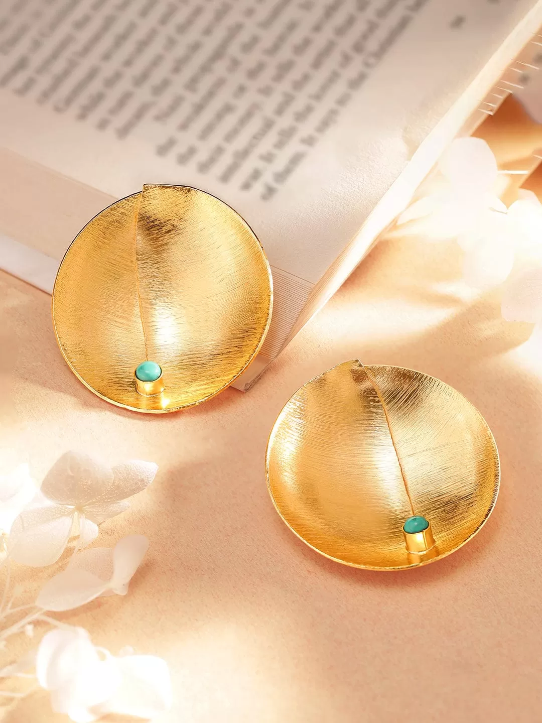 Rubans Voguish 24k Gold Plated  Blue Studs Earrings