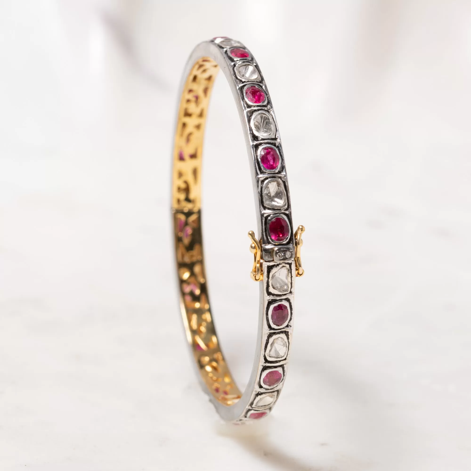 Ruby and Polki Diamond Bangle