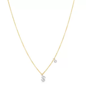 S Initial Necklace with Bezel Set Diamond