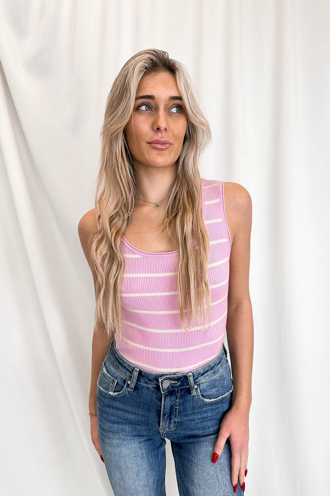 Sami Stripe Bodysuit Pink/Cream