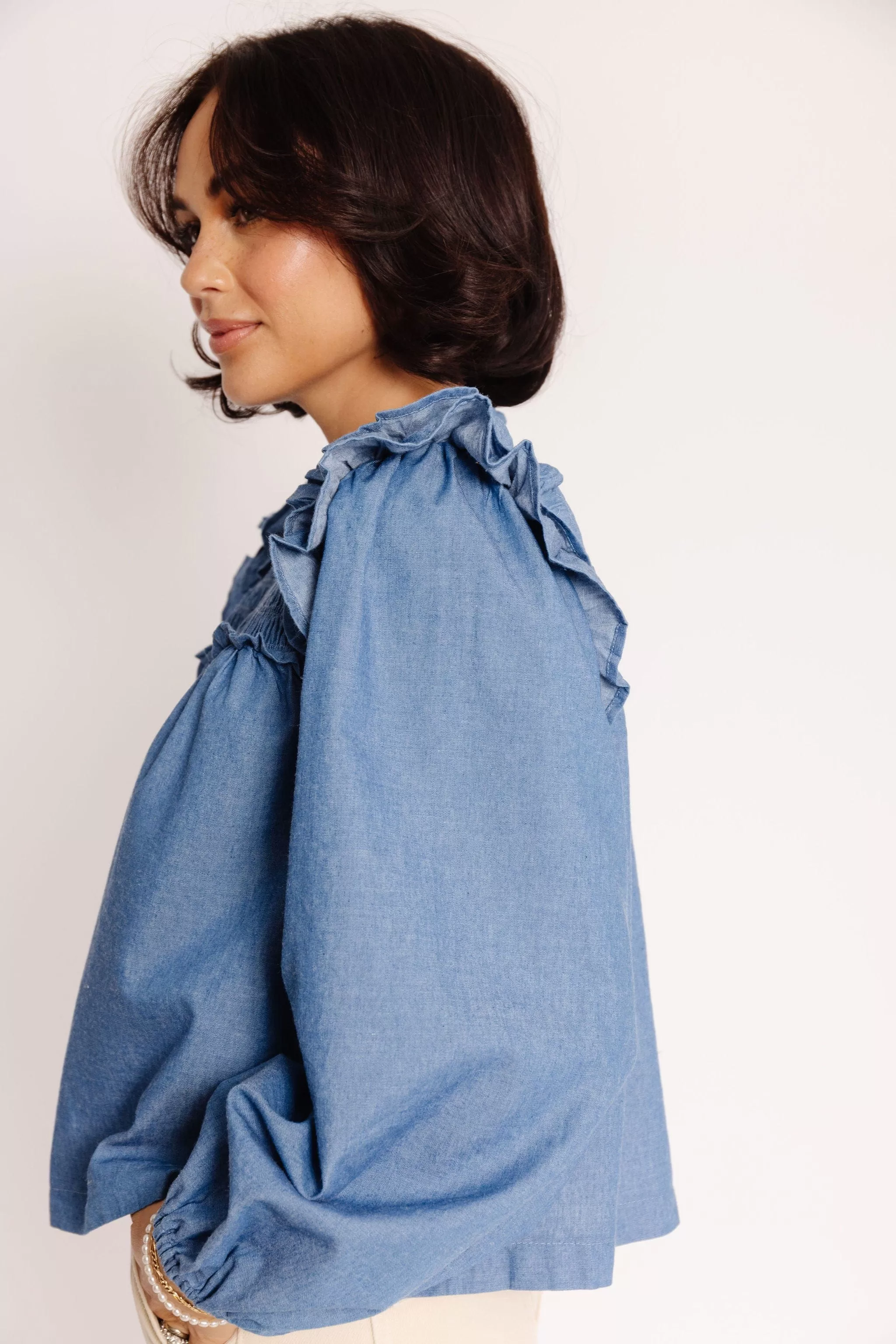 Shyla Blouse in Blue Denim