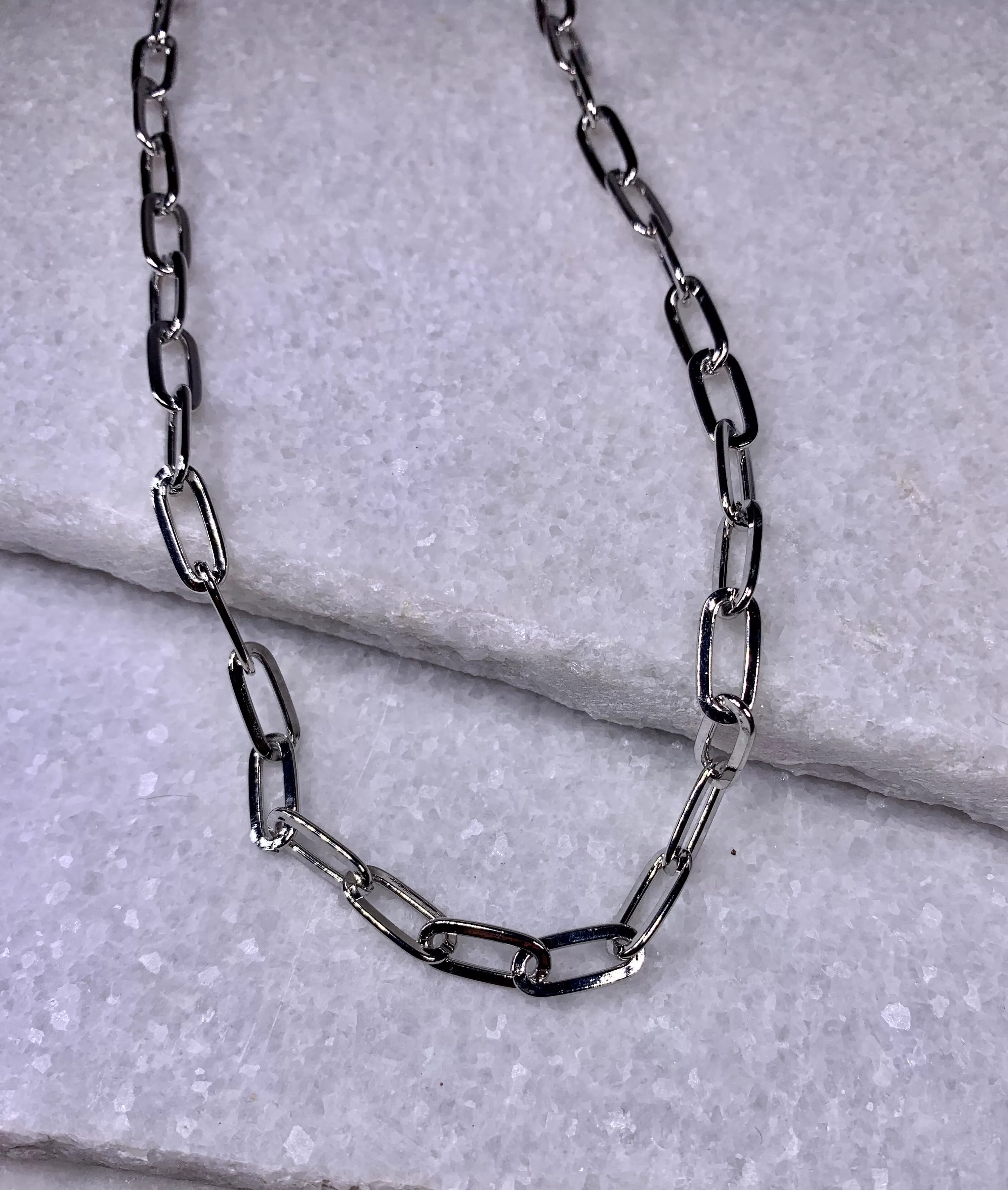 Silver 18 Oval Chain Necklace