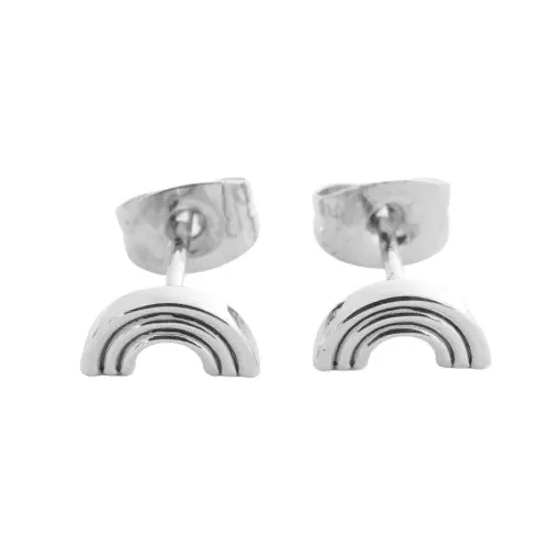 Silver Rainbow Stud Earrings