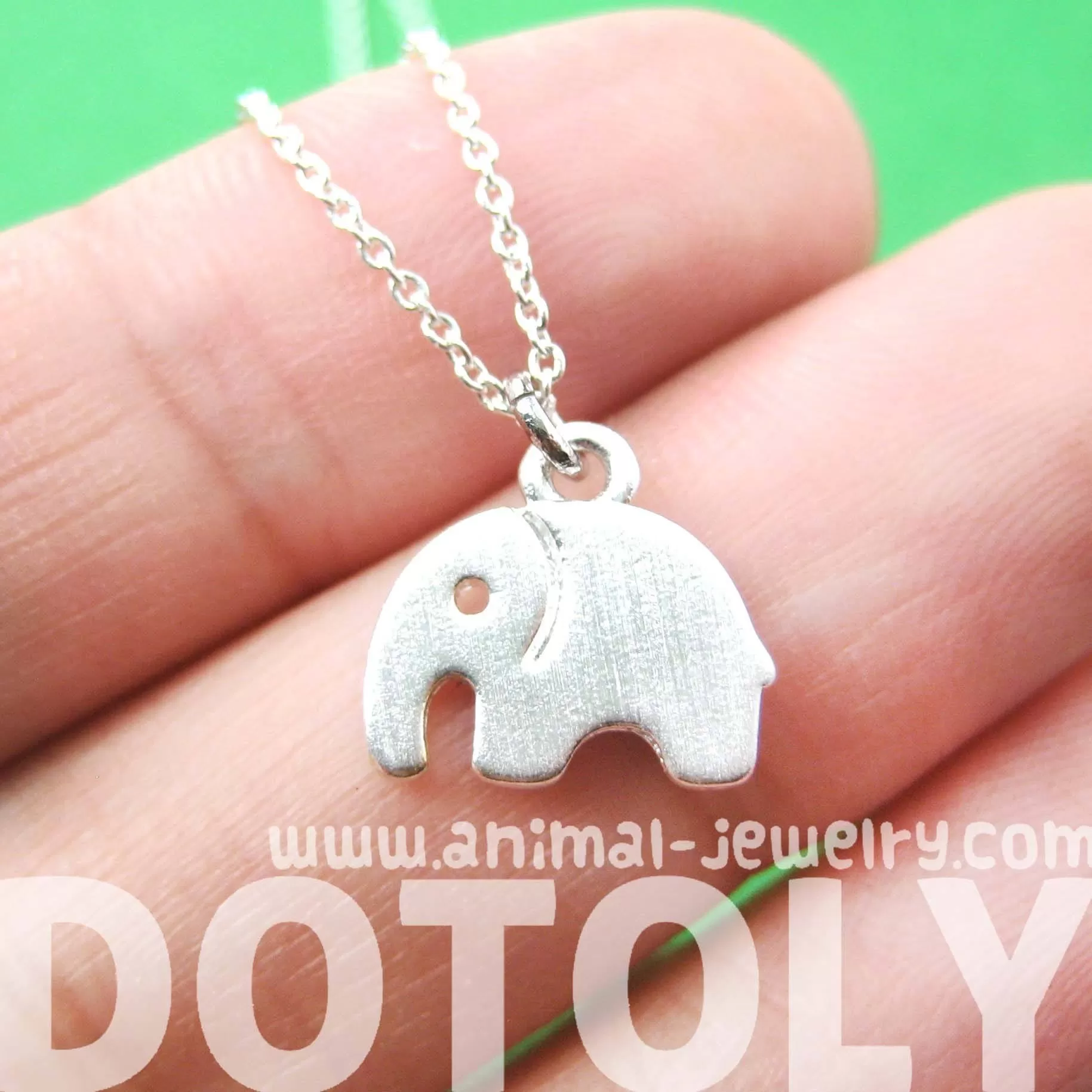 Simple Elephant Shaped Abstract Animal Charm Necklace in Silver | DOTOLY