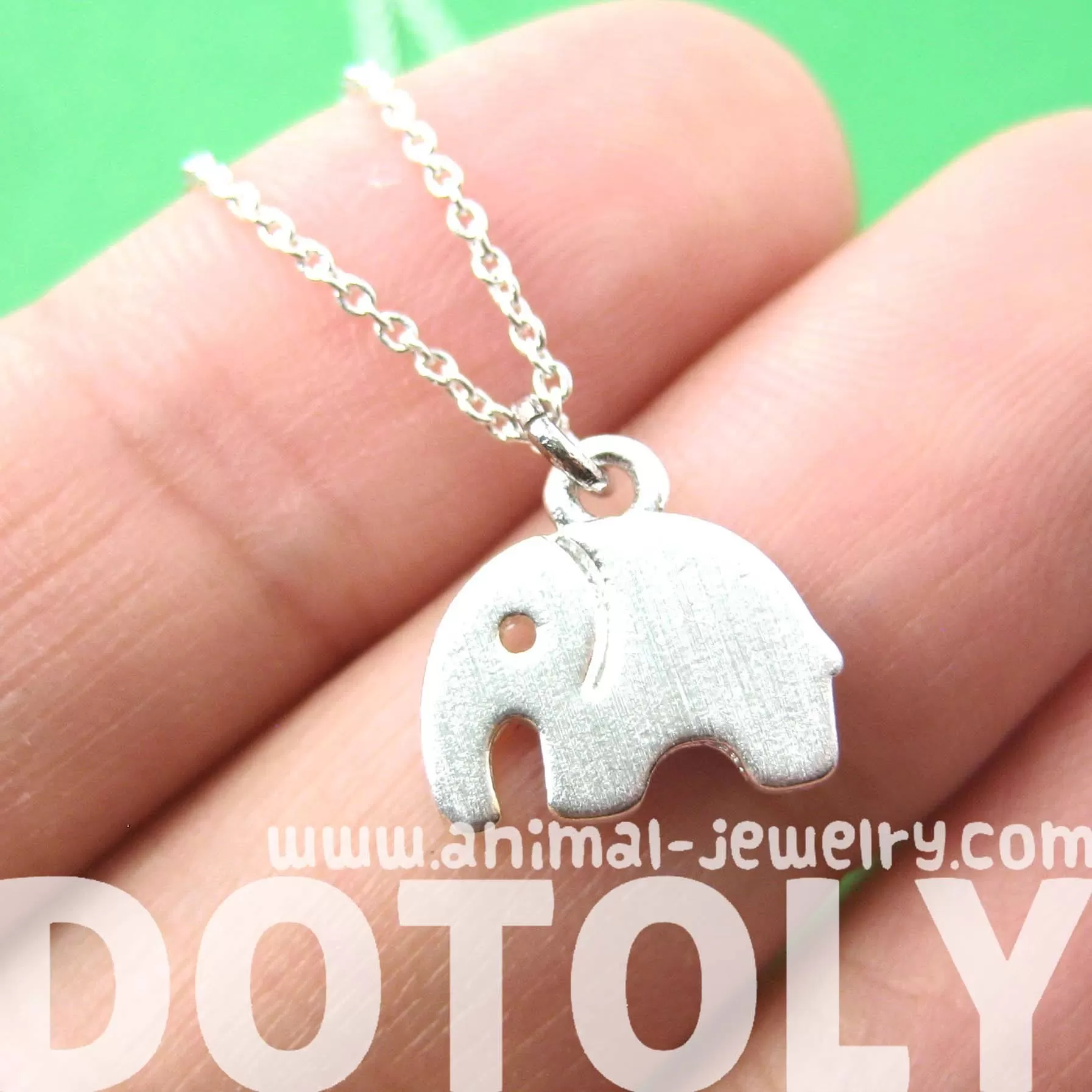 Simple Elephant Shaped Abstract Animal Charm Necklace in Silver | DOTOLY