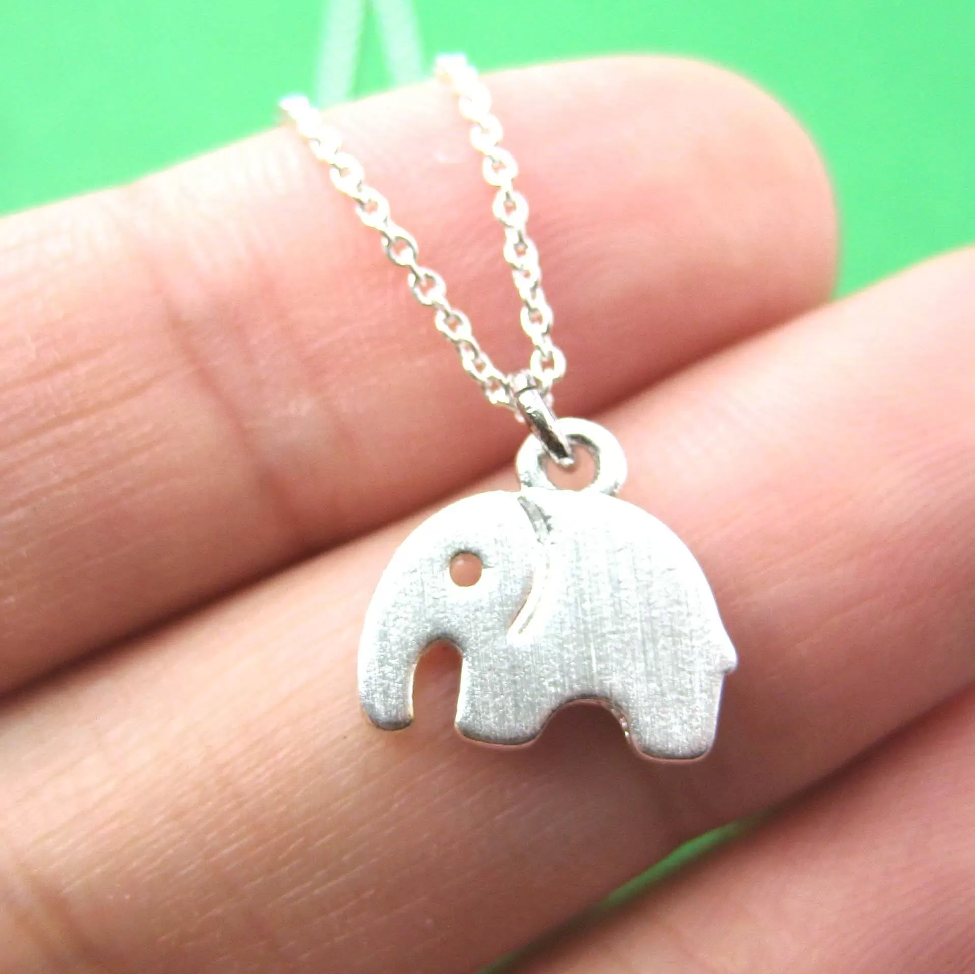 Simple Elephant Shaped Abstract Animal Charm Necklace in Silver | DOTOLY