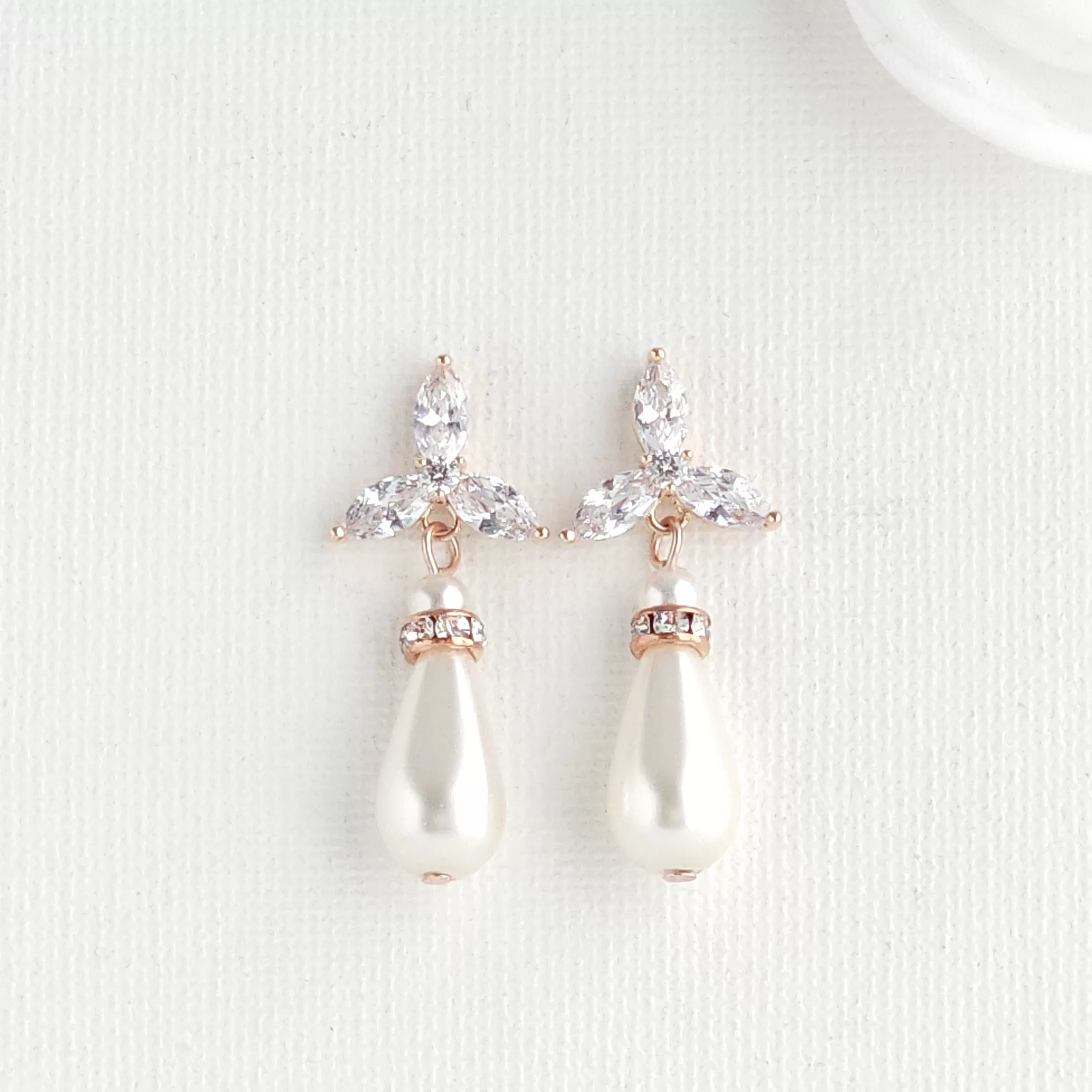 Simple Pearl Earrings for Weddings- Flora