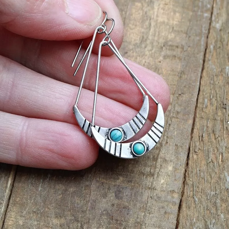 Small Silver Southwestern Dangle Earrings