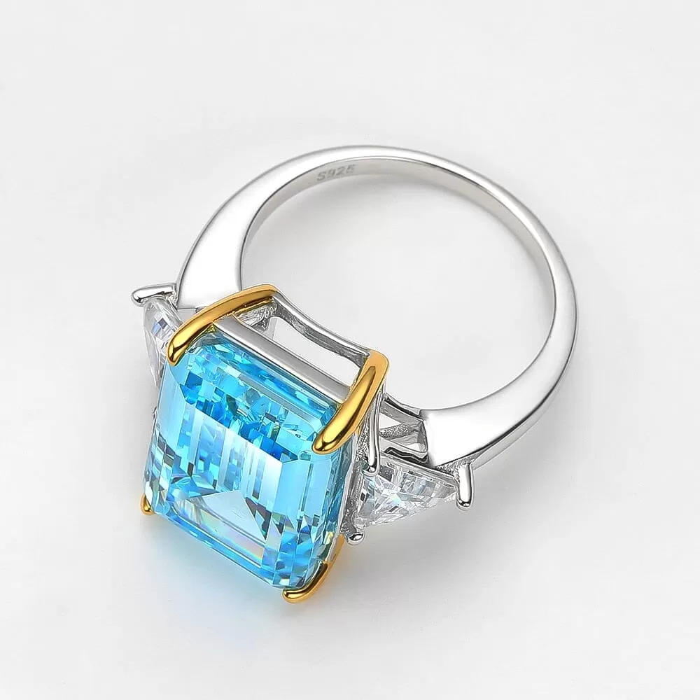 Sparkling 10*14mm Aquamarine Zircon Ring