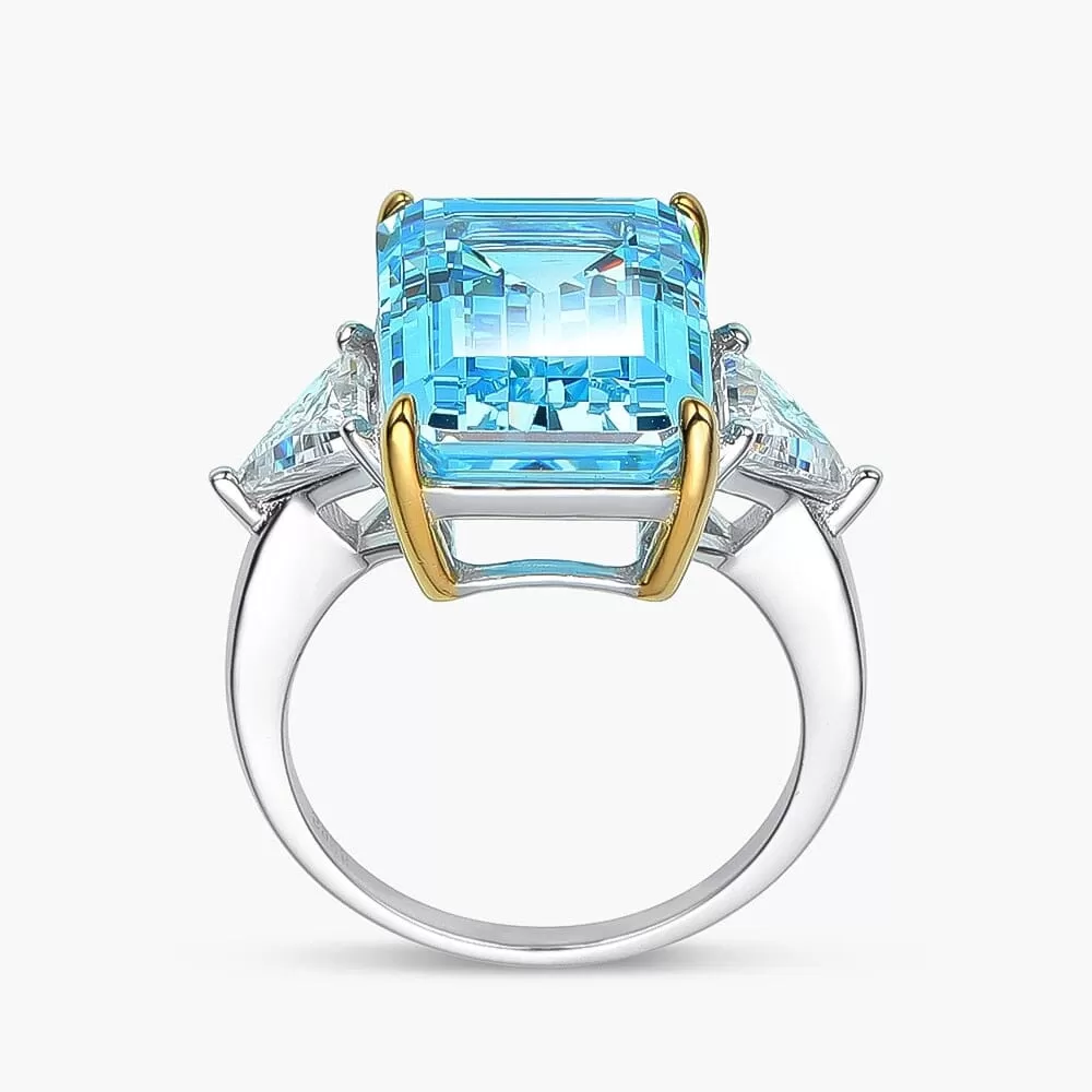 Sparkling 10*14mm Aquamarine Zircon Ring