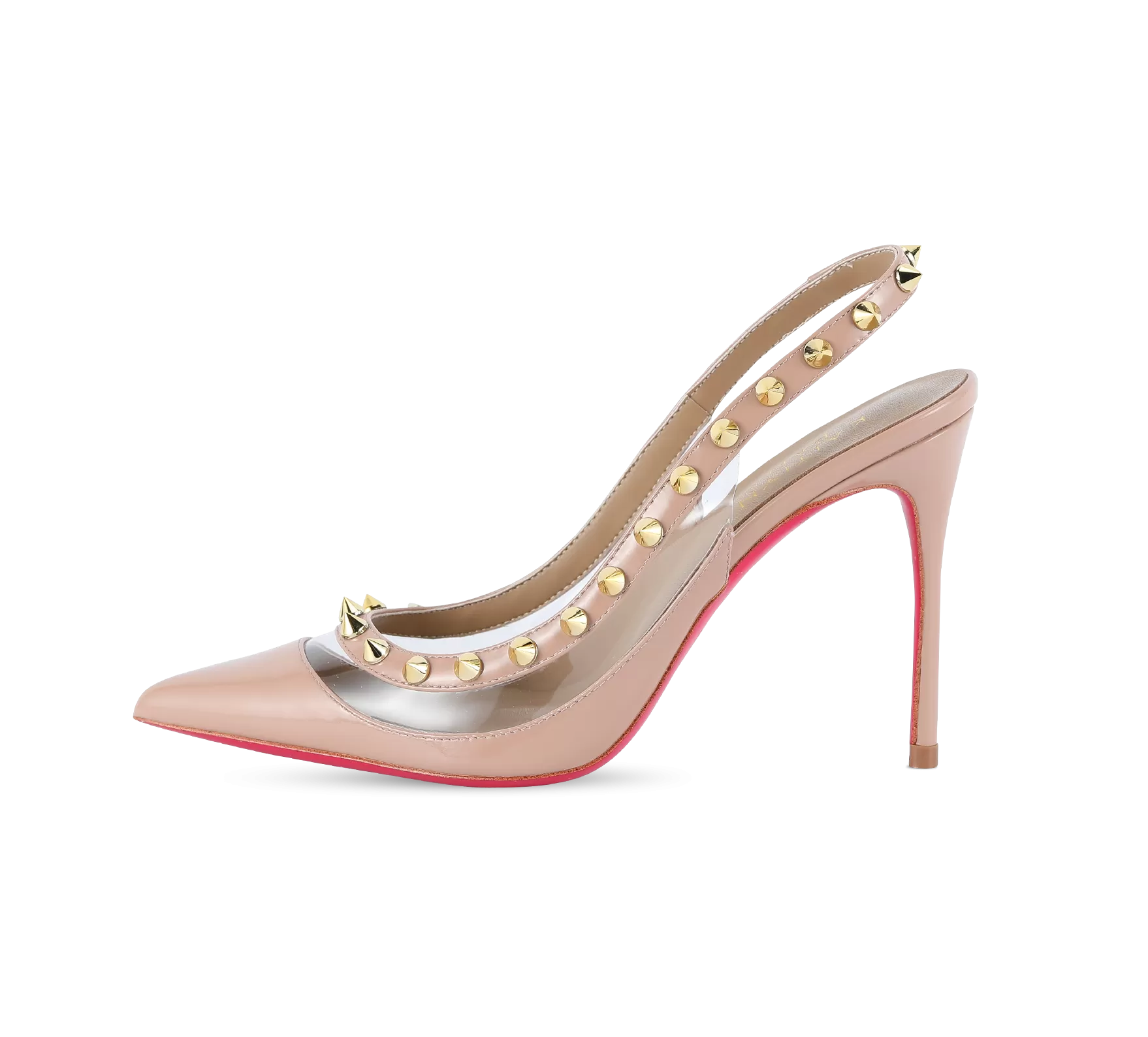 Spiky PVC Slingback Pink Sole Pumps