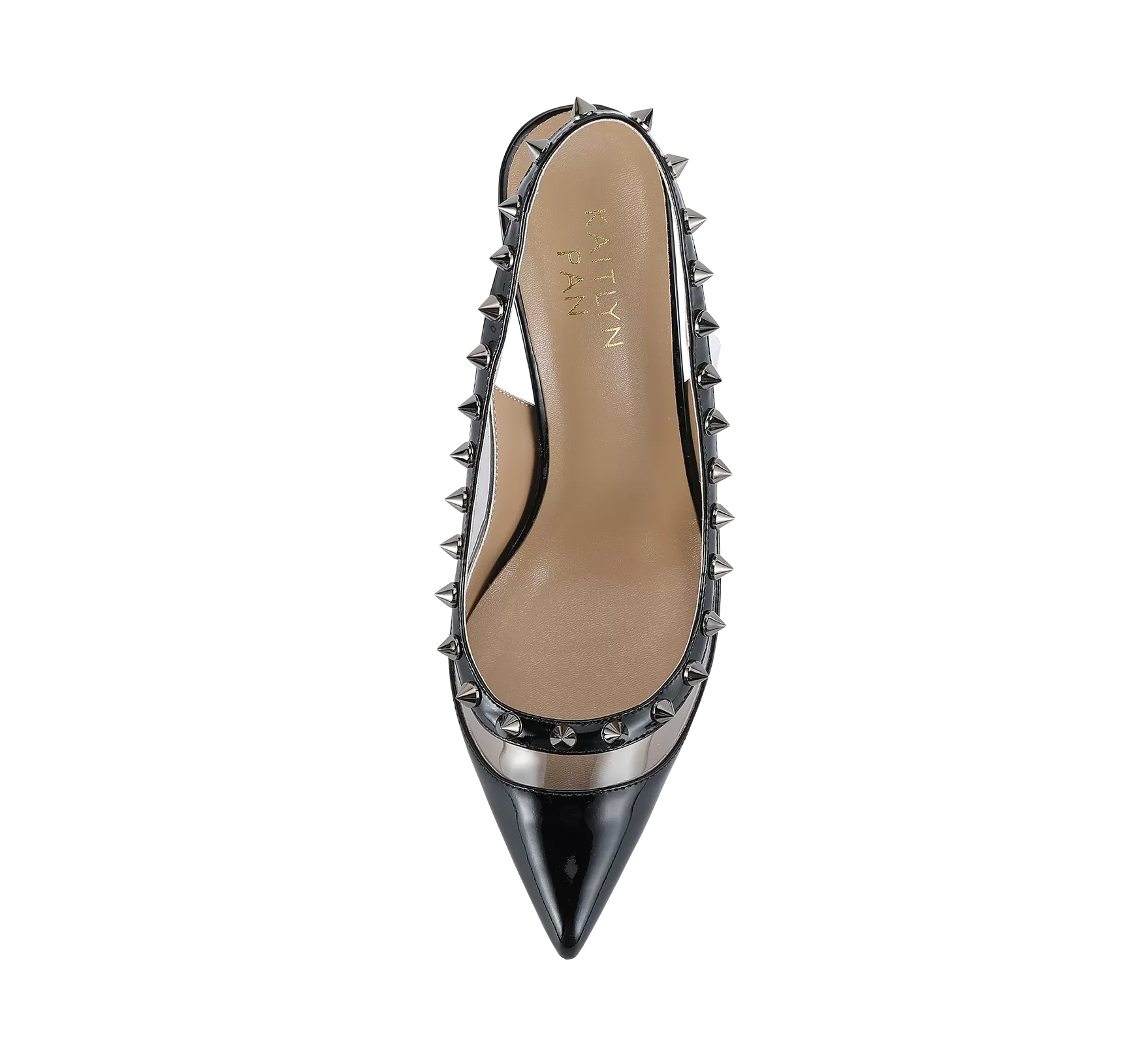 Spiky PVC Slingback Pink Sole Pumps