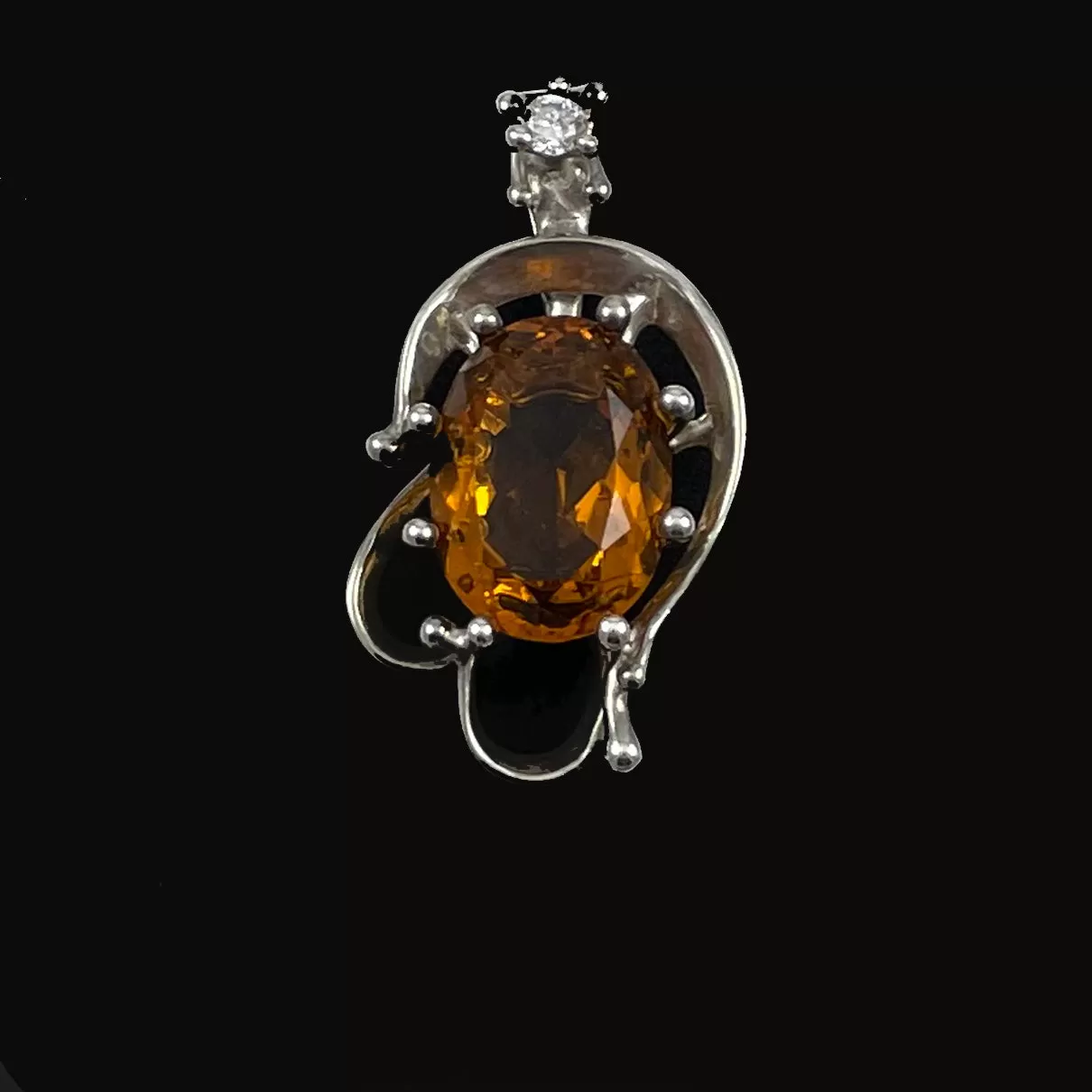 Sterling Faux Citrine Pendant Mexico Vintage