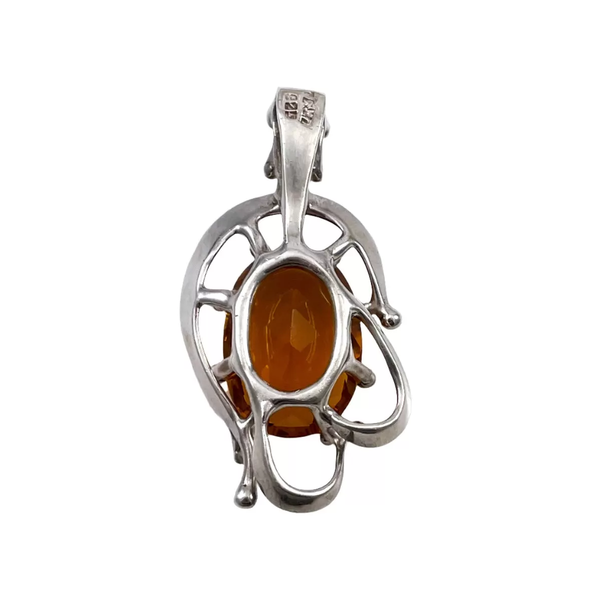 Sterling Faux Citrine Pendant Mexico Vintage