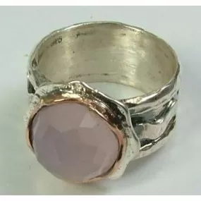 Sterling silver gold ring, rose quartz.