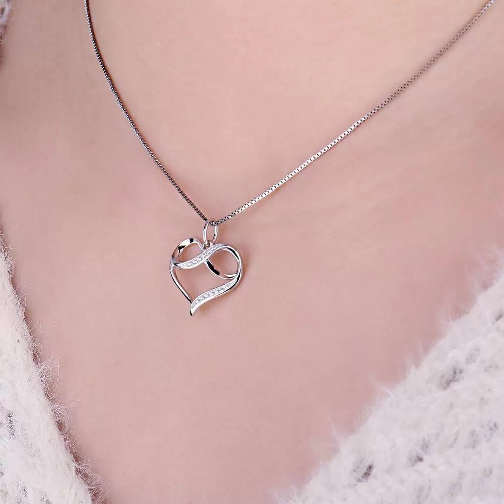 Sterling Silver Infinity Heart Pendant Necklace