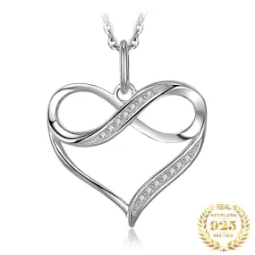 Sterling Silver Infinity Heart Pendant Necklace