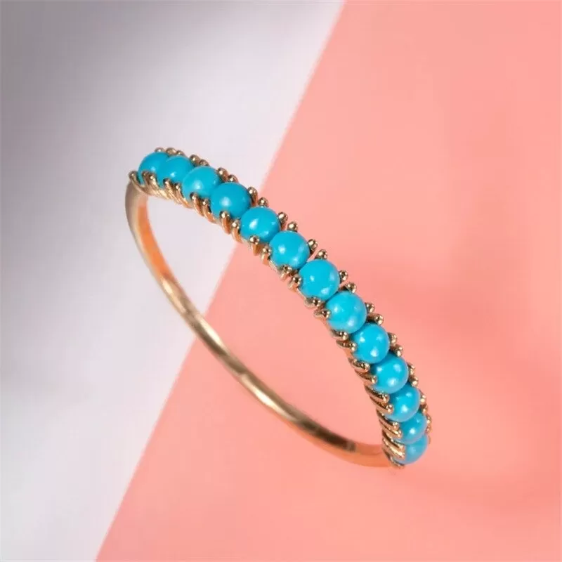 Sterling Silver Micro Inlaid Turquoise Ring For Women