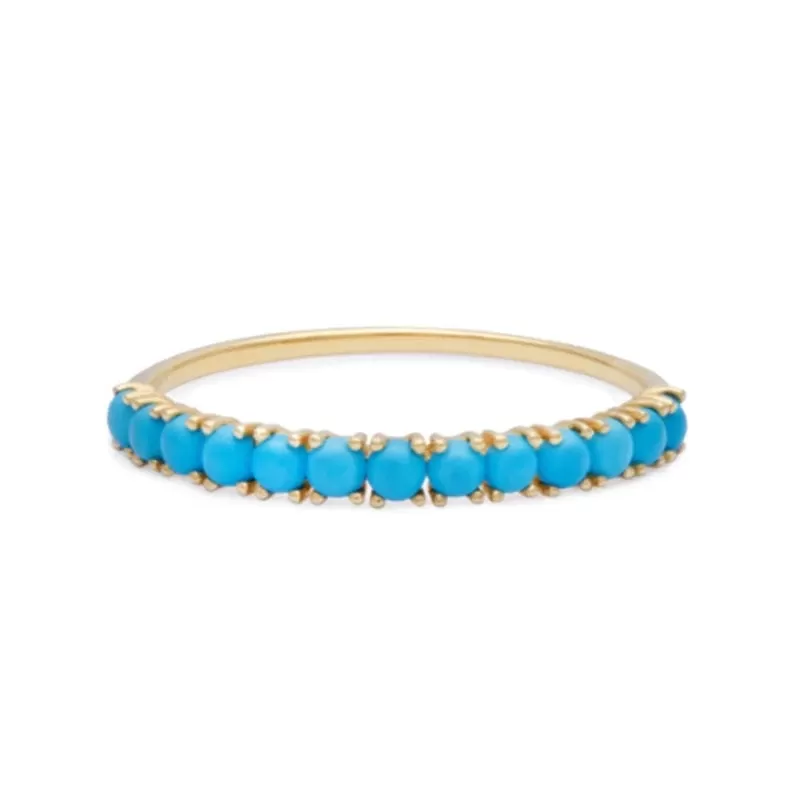 Sterling Silver Micro Inlaid Turquoise Ring For Women