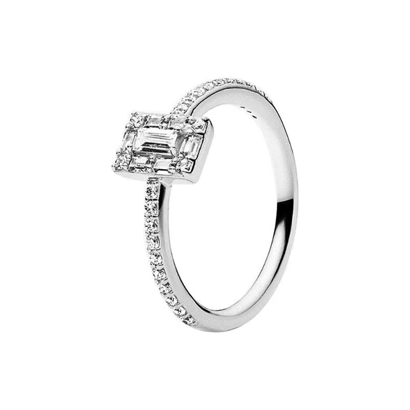 Sterling Silver Zircon Shiny Ring For Women