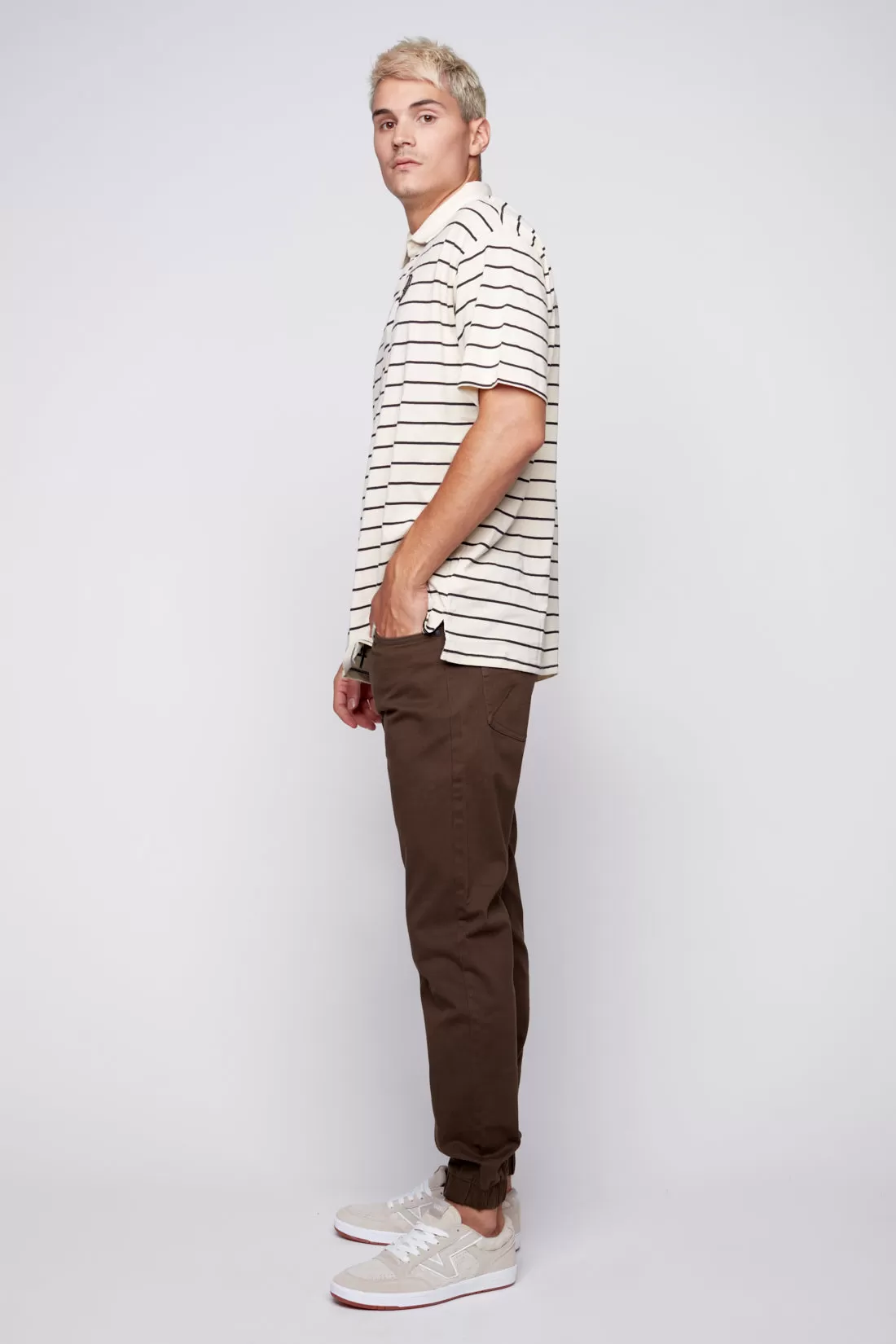 Striped Polo T-Shirt - Bone Stripe