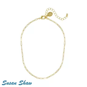 Susan Shaw Small Paperclip Necklace in Gold