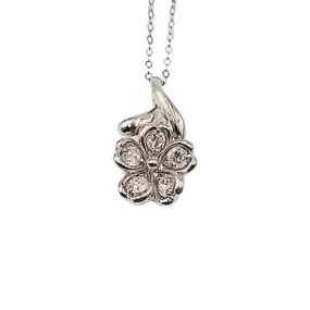 Suspended Flower Diamond Necklace 14K Gold