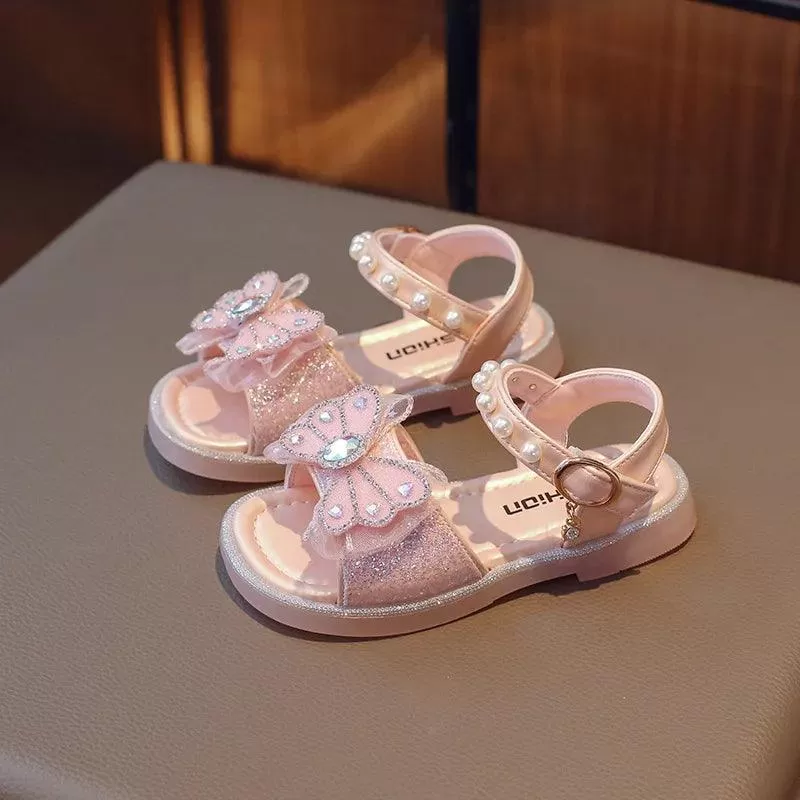 Sweet Bow Sequins Sandals for Girls: G05071 Bling Children's Casual Shoes