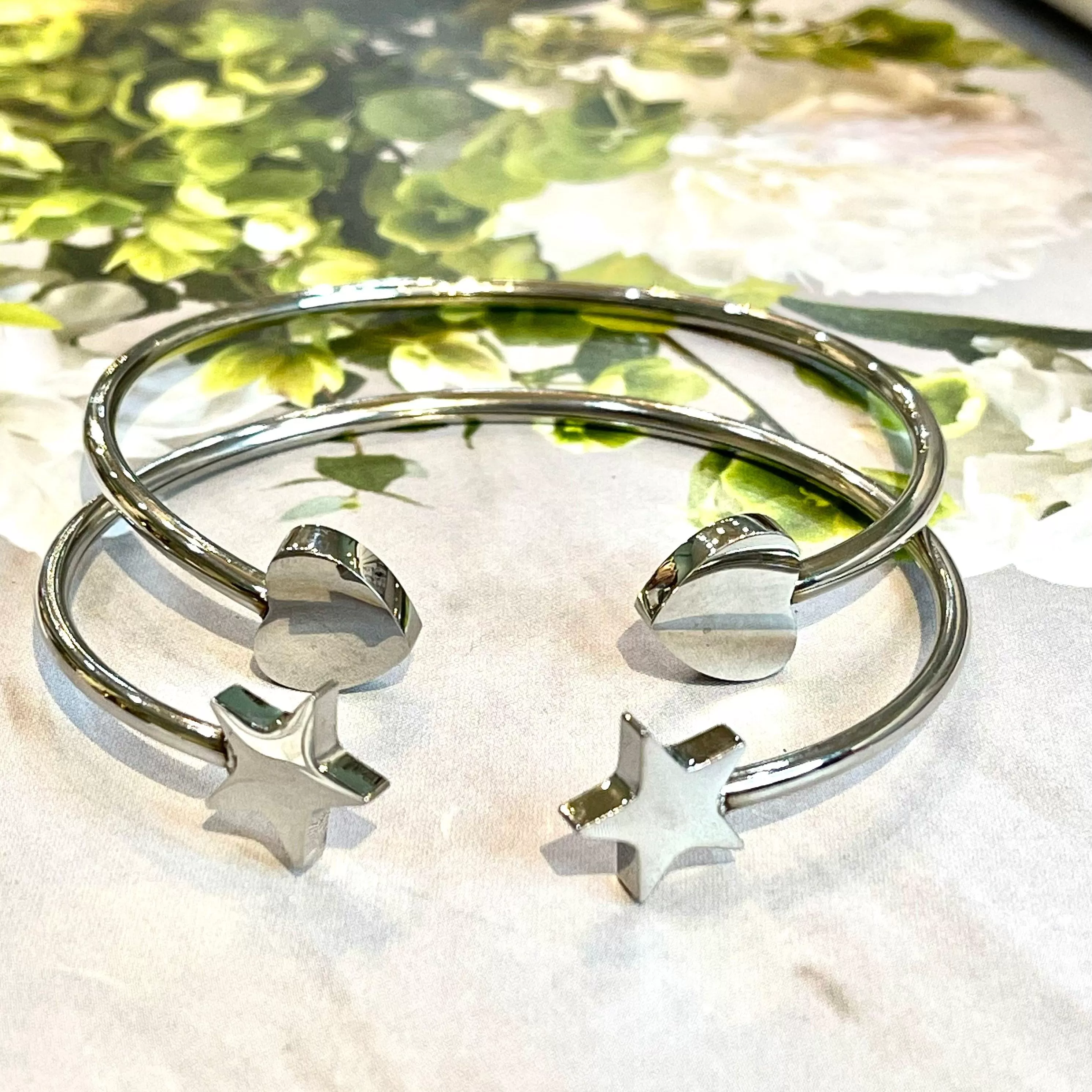 Symbolic Heart / Star Cuff Bracelet